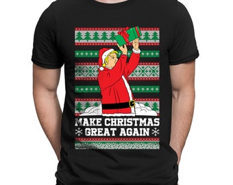 Makes Christmas Great Again Xmas Donald Trump President Ugly Sweater Holiday Gift Idea Men's T-shirt OSF-0051