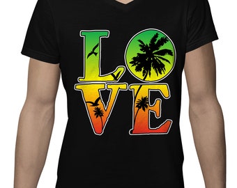 Rasta Colors Love Jamaica Jamaican Country Flag Kingston Rastafari Island Pride Men's V-Neck SF-0469