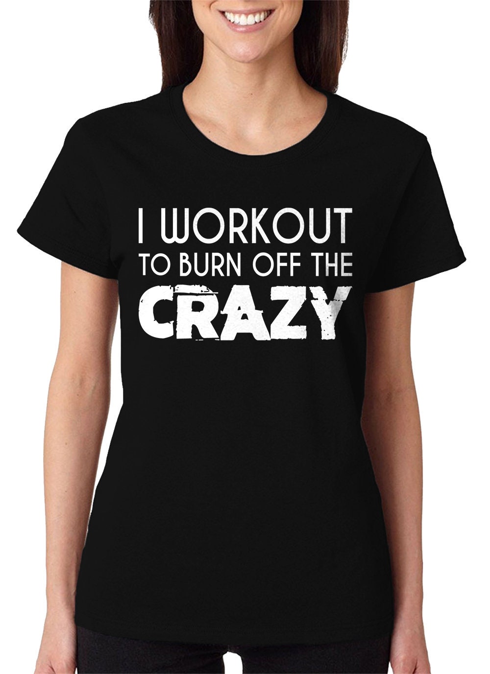 "I Run To Burn Off The Crazy" Funny Women's Workout Tank Top - Black, XX-Large