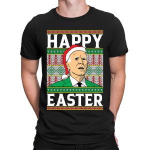 Happy Easter Hilarious Sleepy Confused Joe Biden Happy Holidays Merry Christmas Jolly Santa Claus Political Liberal Men's T-shirt OSF-0161