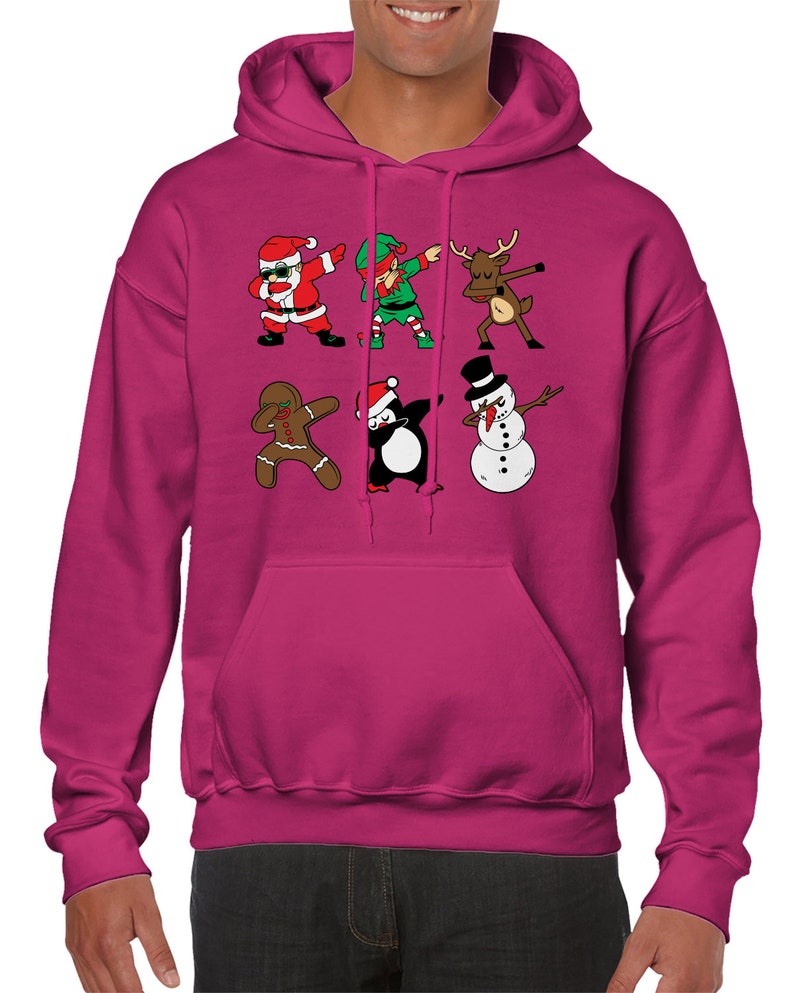 Dabbing Christmas Characters Hit Dab North Pole Snow Present Top Hat Carrot Nose Coal Button Stick Hands Santa/'s Friend Men/'s Hoodie SF-0542