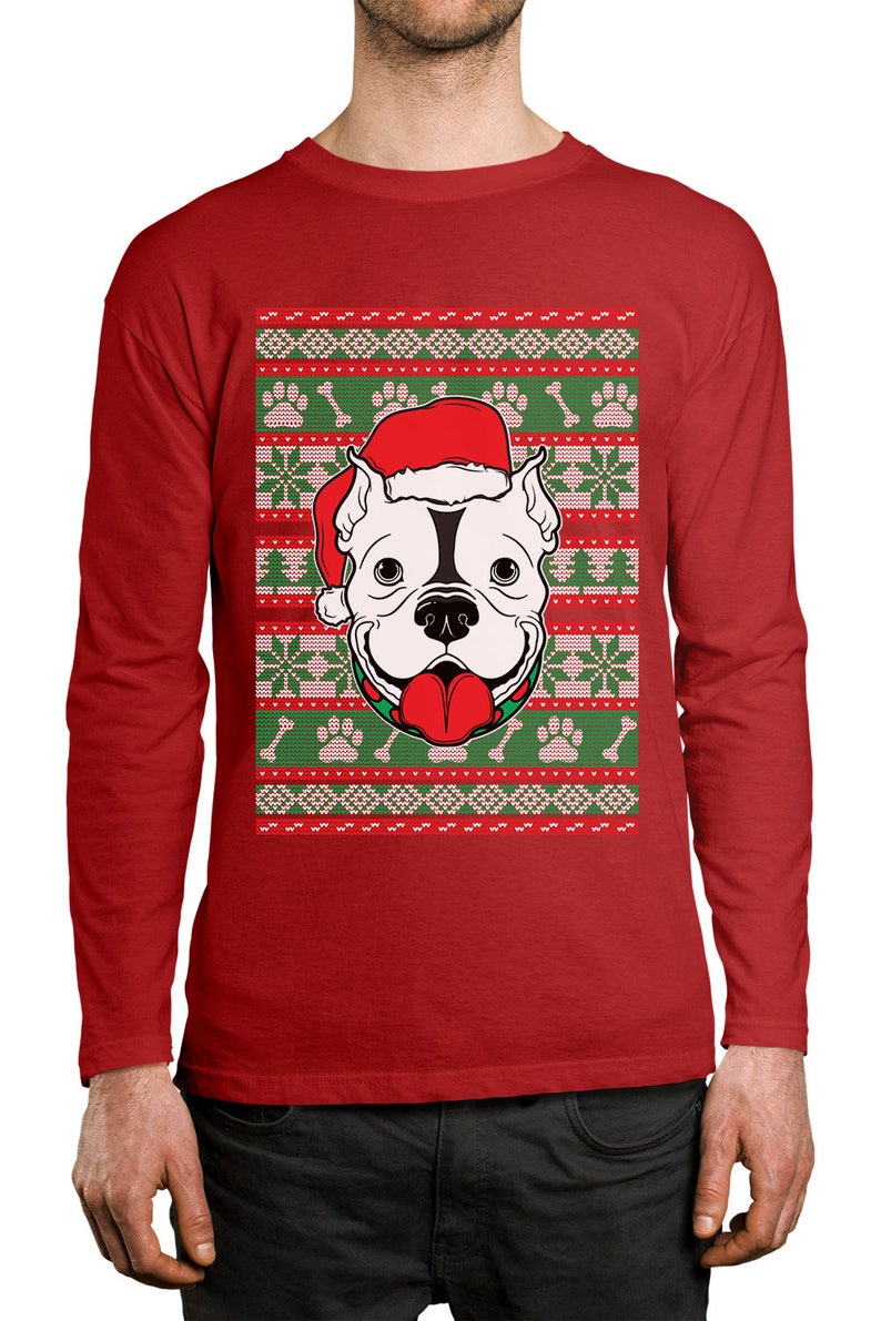 SpiritForged Apparel Pitbull Ugly Christmas Crewneck Sweater SpiritForged Apparel Pitbull Ugly Christmas Crewneck Sweater