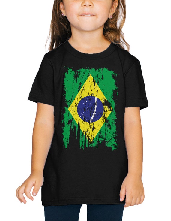 Oversized Distressed Brazlian Flag Brazil Pride Futbol Juniors T-shirt