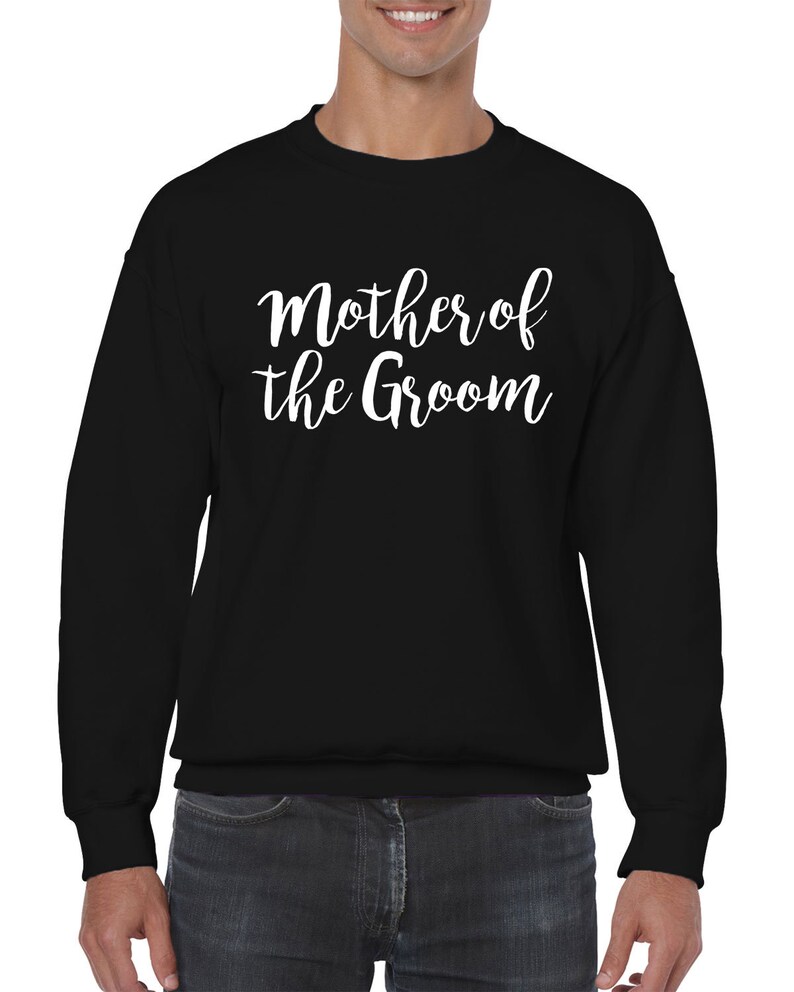 Mother Of The Groom Wedding Bride Matrimony Present Gift Cursive Idea Marriage Wife Bridal Men/'s Crew Neck Sweater SF-0348