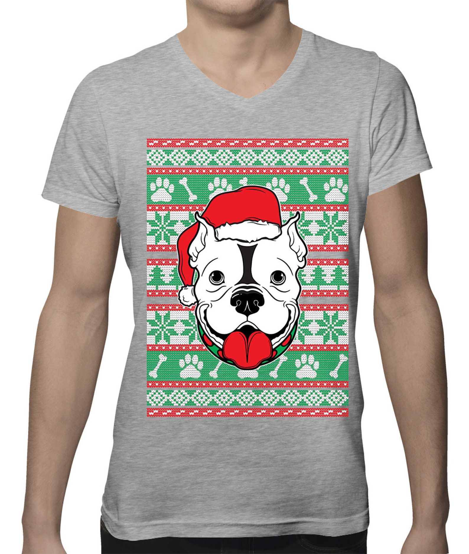 Christmas Pitbull Santa Hat Ugly Sweater Funny Gift Idea Etsy