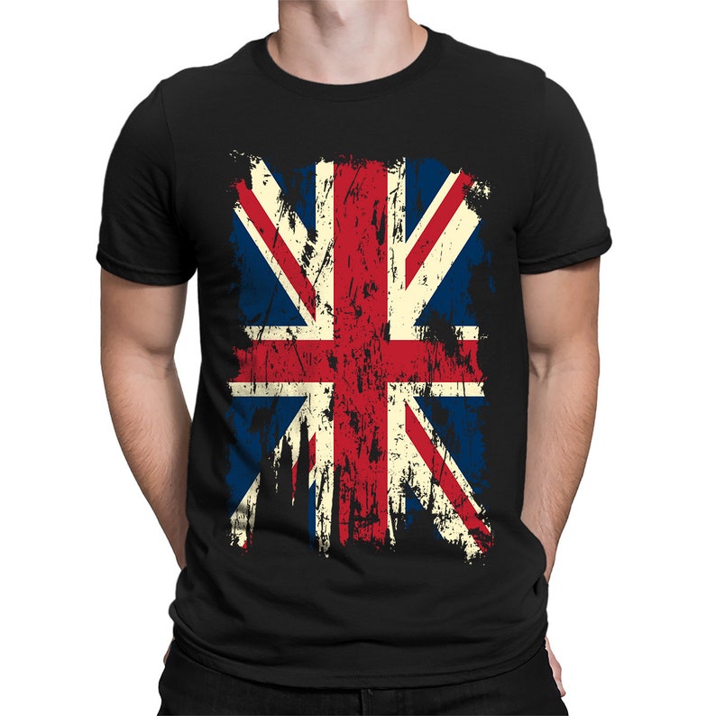 Distressed Vintage Union Jack Great Britain Flag Patriotic Patriotism Europe British European Pride Men's T-shirt OSF-0025 