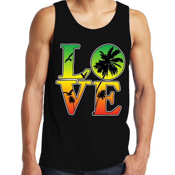 Rasta Colors Love Jamaica Jamaican Country Flag Kingston Rastafari Island Pride Men's Tank Top SF-0469