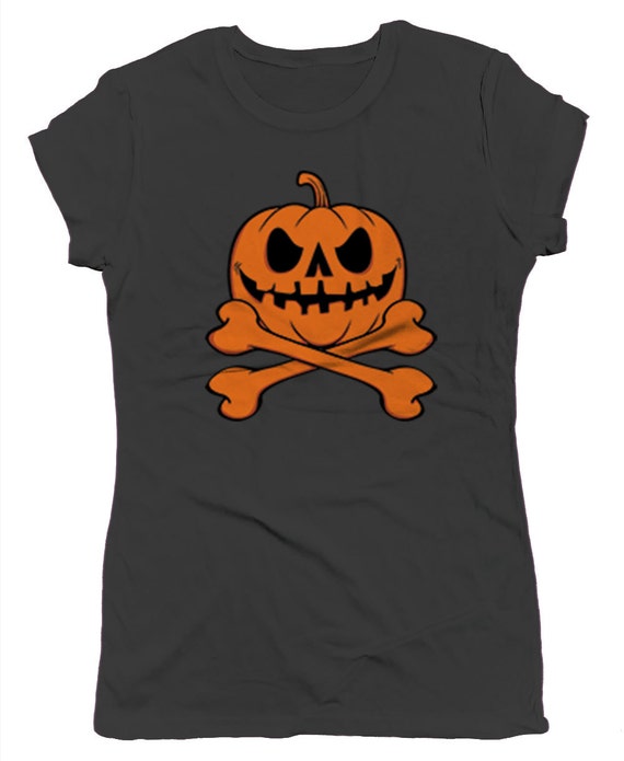 Pumpkin Skull And CrossBones Happy Halloween Scary Trick Or | Etsy
