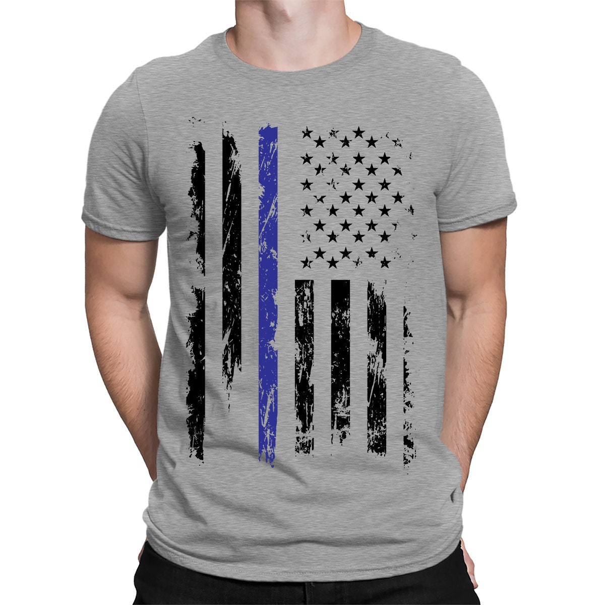 SpiritForged Apparel Blue Line American Flag Toddler T-Shirt SpiritForged Apparel Blue Line American Flag Toddler T-Shirt