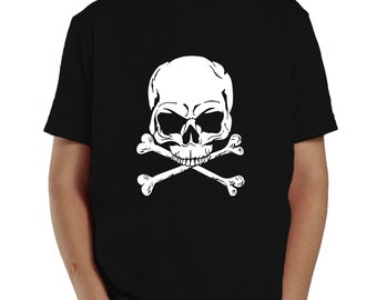 Kids Boys Girls American Skull Gothic T-Shirt usa