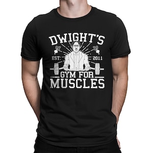 Dwights Gym For Muscles Funny TV Show Work Out Sayings Exercise Gym Rat Swole Men's T-shirt SF-0553
