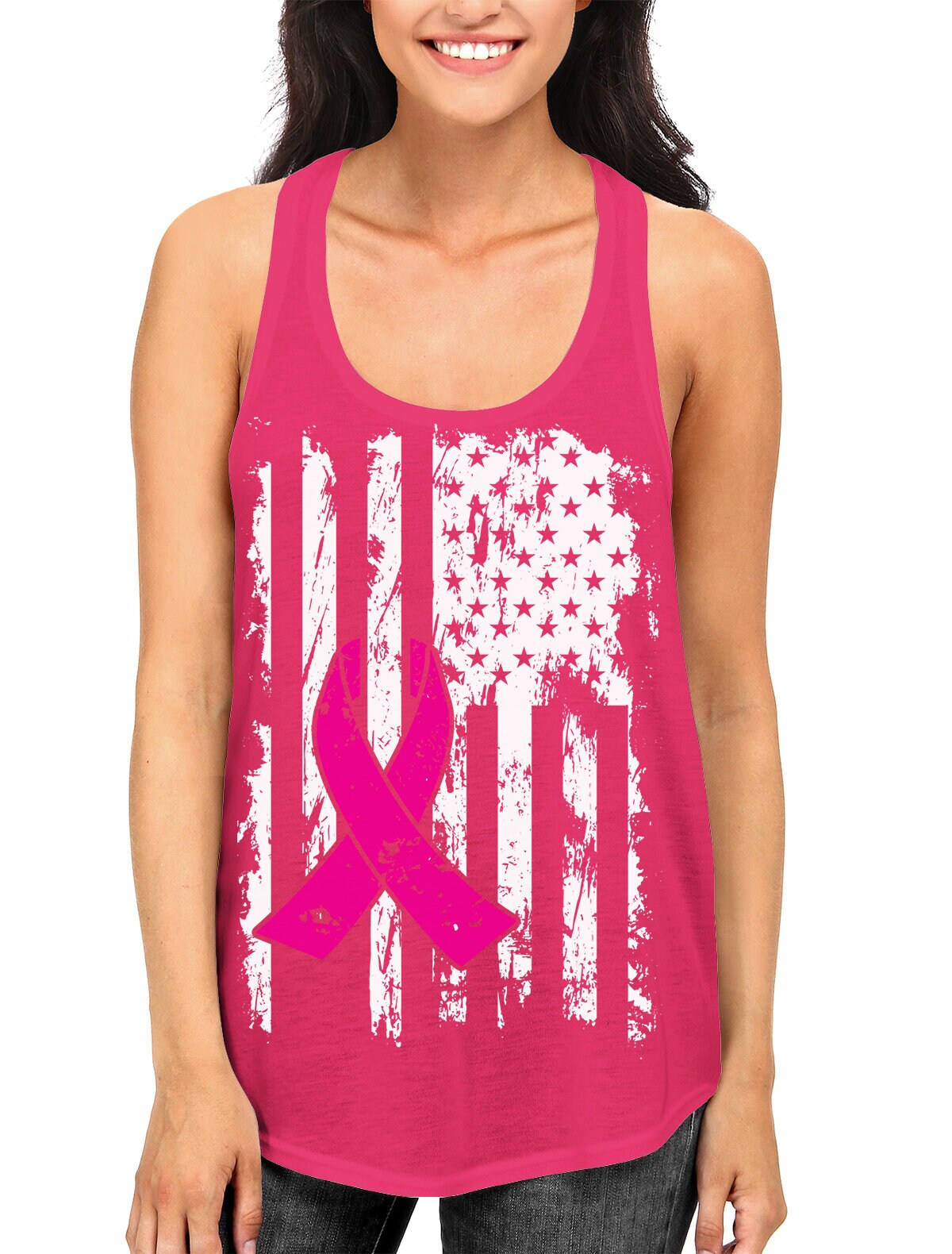 Breast Cancer Ribbon USA Flag Breast Cancer Awareness Strength Etsy