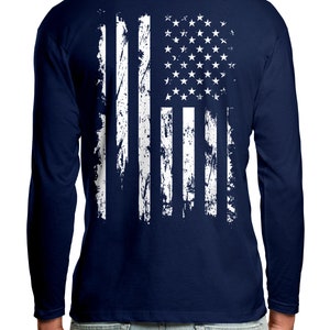 Distressed White American USA Flag BACKPRINT Patriotic Patriotism Land ...