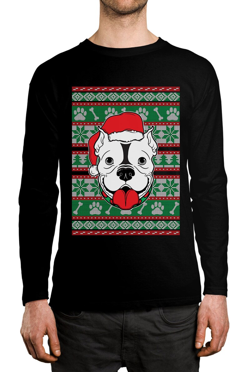 SpiritForged Apparel Pitbull Ugly Christmas Crewneck Sweater SpiritForged Apparel Pitbull Ugly Christmas Crewneck Sweater
