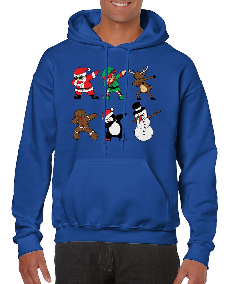 Dabbing Christmas Characters Hit Dab North Pole Snow Present Top Hat Carrot Nose Coal Button Stick Hands Santa/'s Friend Men/'s Hoodie SF-0542