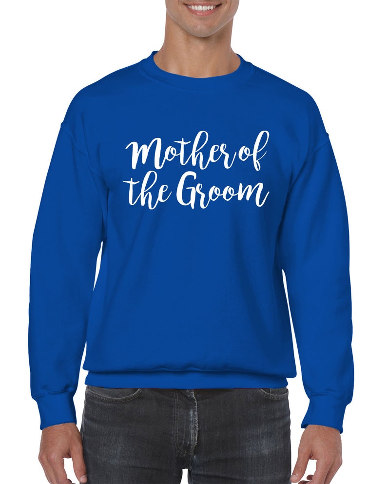 Mother Of The Groom Wedding Bride Matrimony Present Gift Cursive Idea Marriage Wife Bridal Men/'s Crew Neck Sweater SF-0348