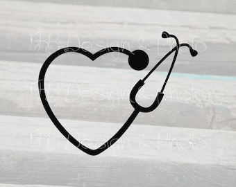 Heart Stethoscope Vector/Raster- SVG, PNG