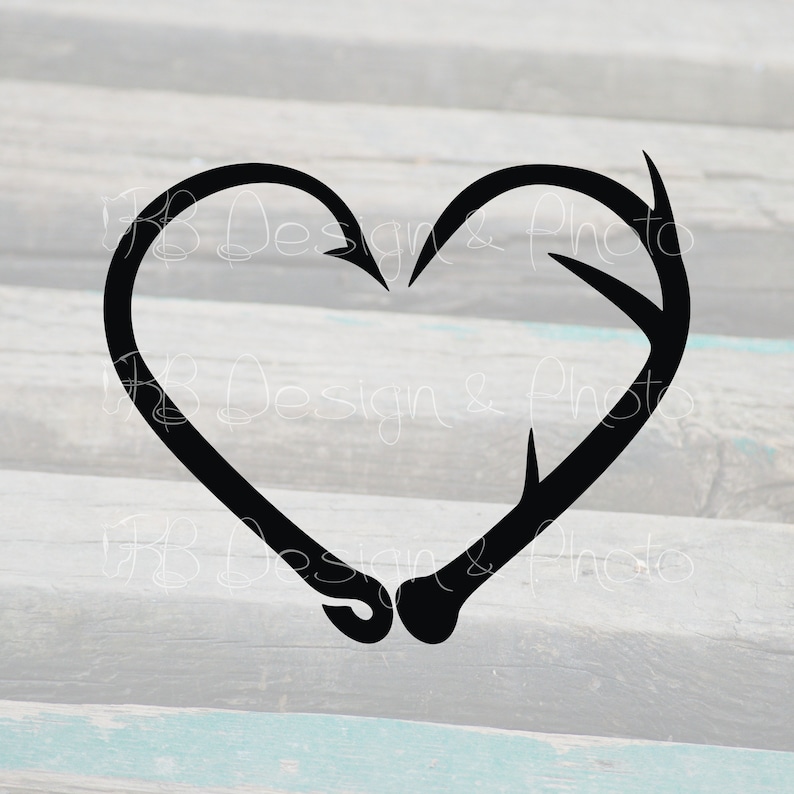 Hook & Antler Heart Vector/raster SVG PNG JPG Etsy
