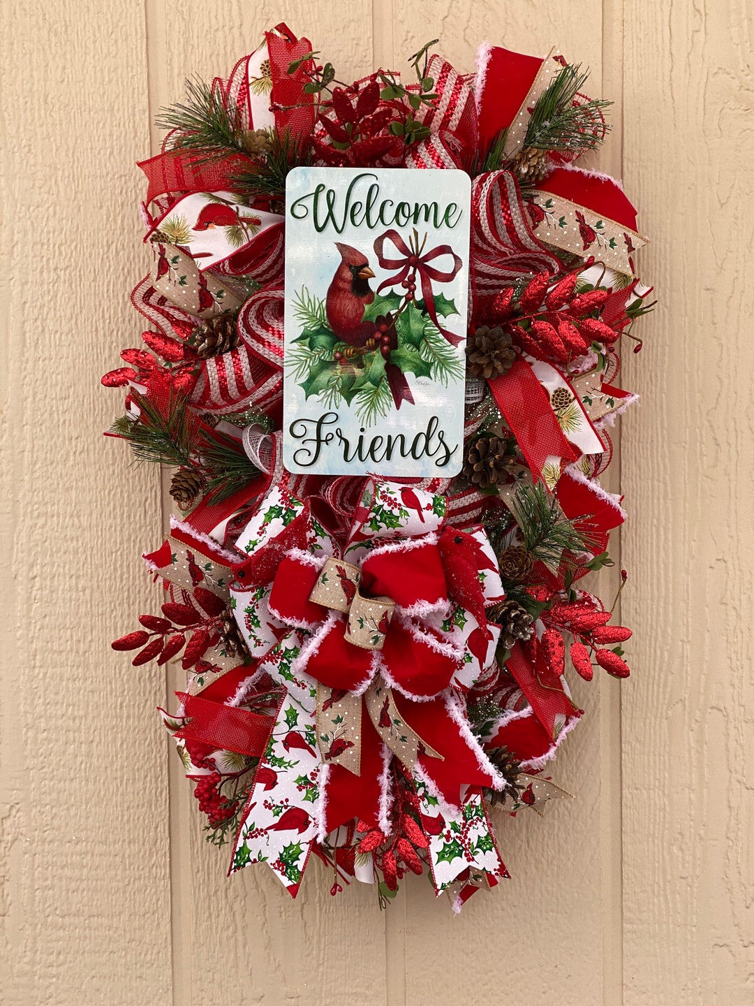 Christmas Swag, Cardinal Swag, Winter Swag, Holiday Swag, Front Door
