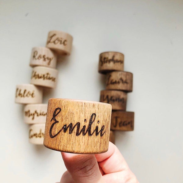 Personalized Napkin Rings Wood Custom Napkin Holder Wooden (1–1/2”)