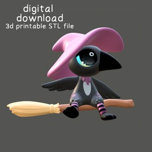 Witch Crow - Digital download - 3d printable STL File - 3d model