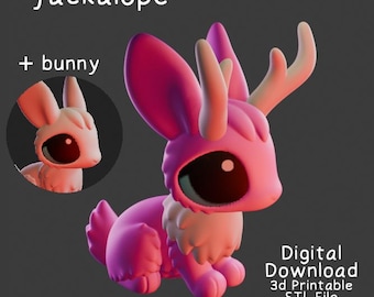 Jackalope & Bunny - Digital download - 3d printable STL File - 3d model
