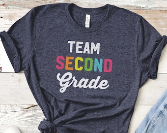 Camiseta de equipo de segundo grado, regalo divertido para maestros, camiseta Bella+Canvas
