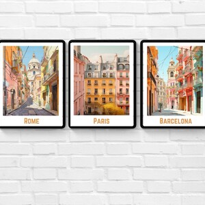 Barcelona, Rome, Paris Art Prints: Travel Poster Set (Digital Download)