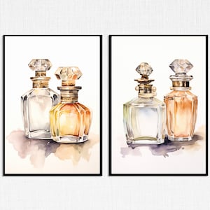 Perfume Bottle Art Prints; Wall Art; Set of Two