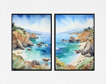 Big Sur Coastal Art Prints: California Seascape Set (Digital Download)