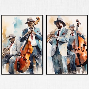Jazz Players; Digital Art Prints; Set of Three
