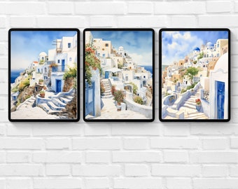 Santorini Greece Art Prints; Digital Prints; Set of Four