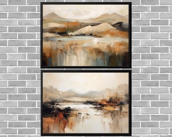 Paysages abstraits ; Impressions d'art neutres ; Téléchargement numérique ; Lot de deux