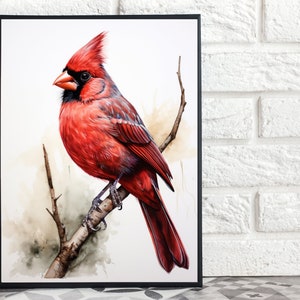 Cardinal; Red Bird; Digital Art Print