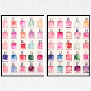 Nail Polish Bottles; Digital Art Prints; Set of Two