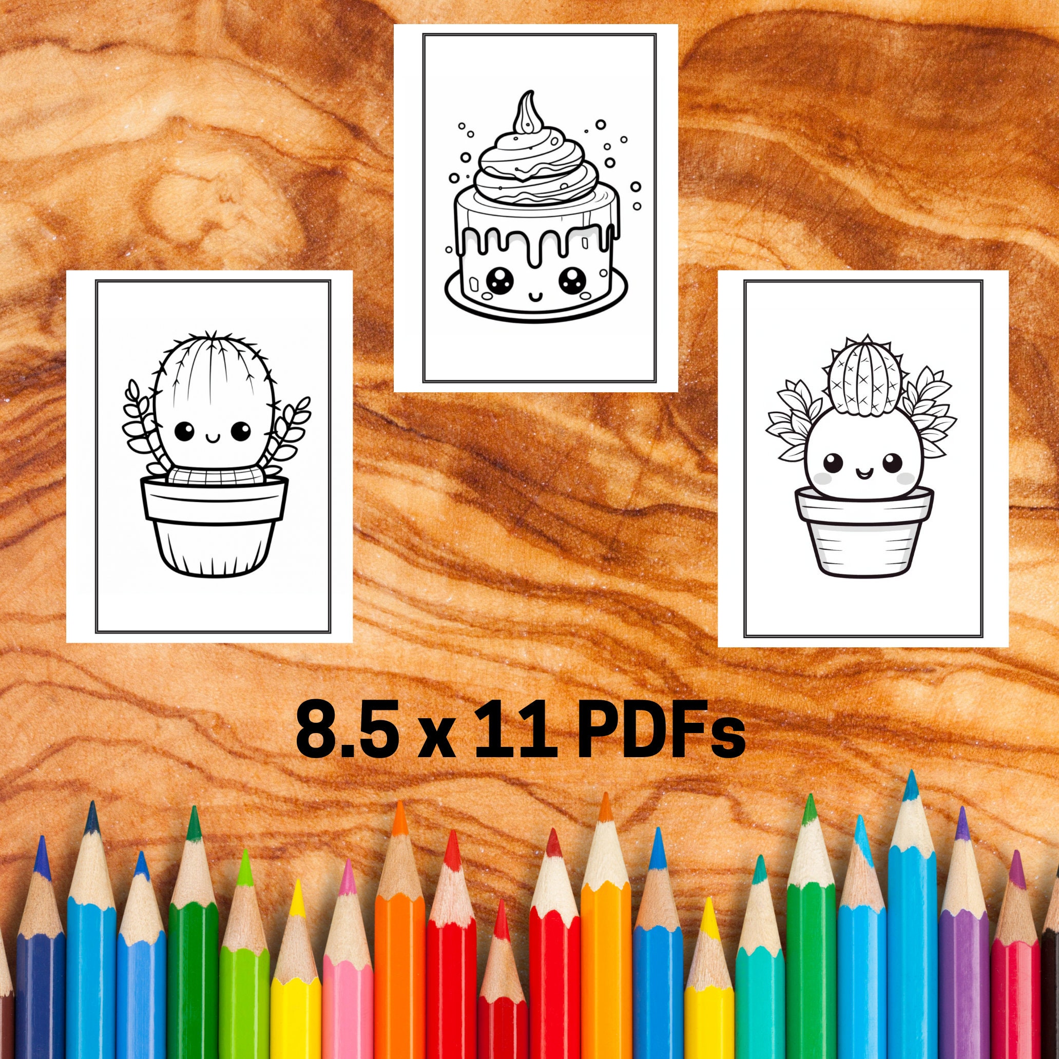 15 Cute Kawaii Coloring Pages For Kids Digital Download Adorable PDF 