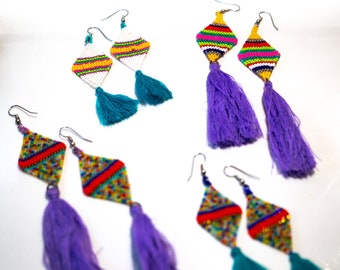Colorful Seedbead Tassel Earrings