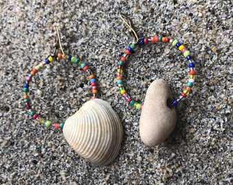 Rainbow hoop earrings