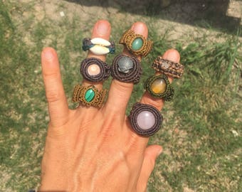 Handmade macrame rings