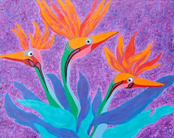 Birds of Paradise Art Print of original painting by Ken Tesoriere