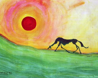 Desert, Dog, Animals, Southwest, Heat, Expressive Art, Giacometti Tribute (Fine Art Print)