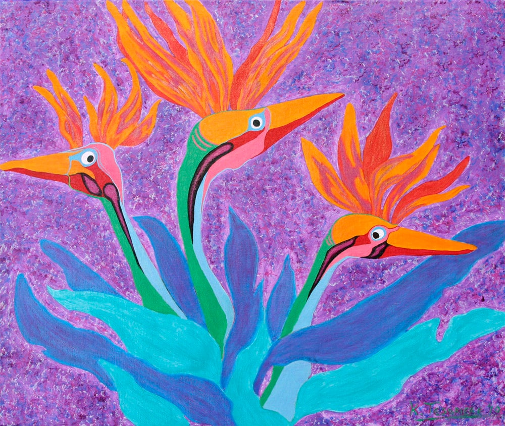 Birds of Paradise Art Print of Original Painting by Ken Tesoriere