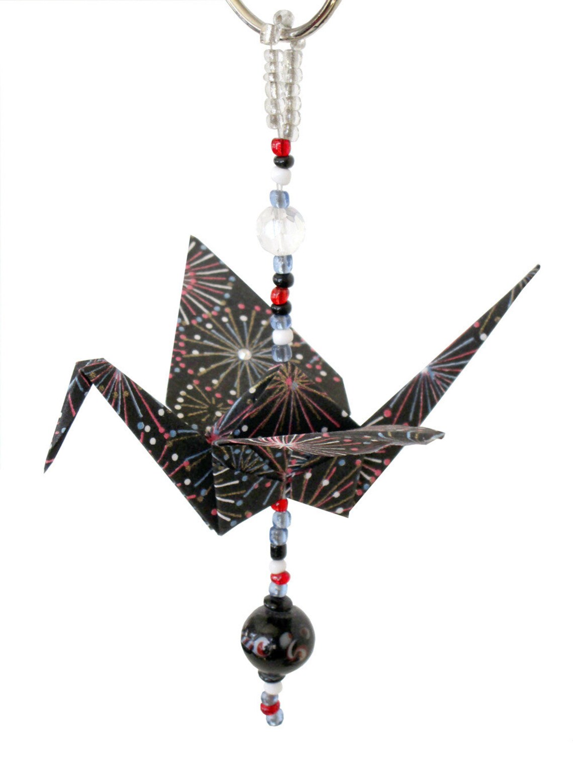 Beaded Origami Crane blkc washi Paper Etsy