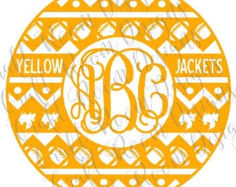 Yellow Jacket Aztec Monogram Frame Digital Design