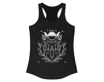 Triple Moon Goddess Tank Top: Witchy Spiritual Sleeveless Shirt
