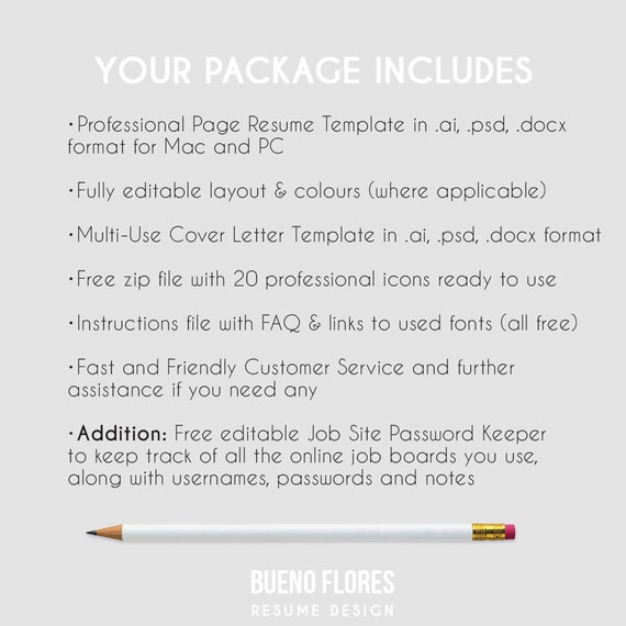 Resume Template Christina Yang Cover Letter Etsy