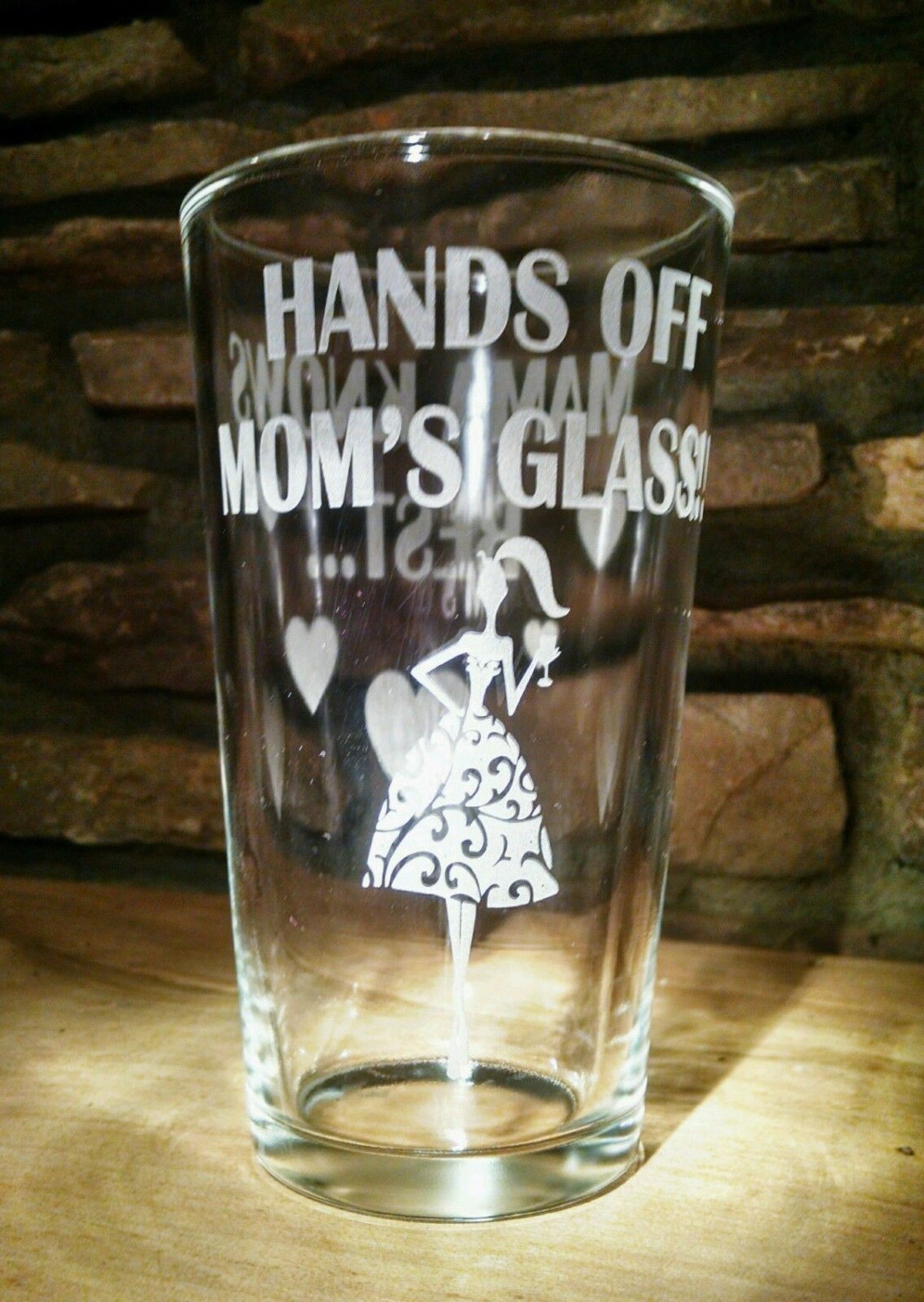 Mother's Day Engraved Glass With Mama Knows Best & Hands Etsy