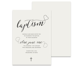 printable baptism invitation christening invitation leafy etsy