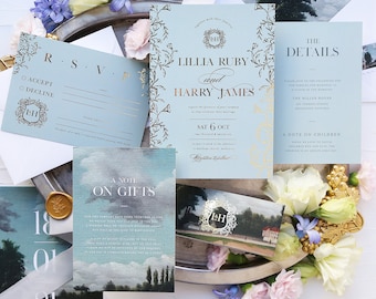 Hochzeitseinladung, Taubenblau, Hellblau, Hochzeitseinladung, Hochzeit Einladen, Taubenblau, Französisch Blau, Taubenblau - Rousseau