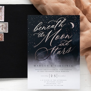 Galaxy Wedding Invitation Suite, Stars Wedding Invitation, Beneath the moon and stars, Stardust, Real Silver Foil, Astronomy - Wayward